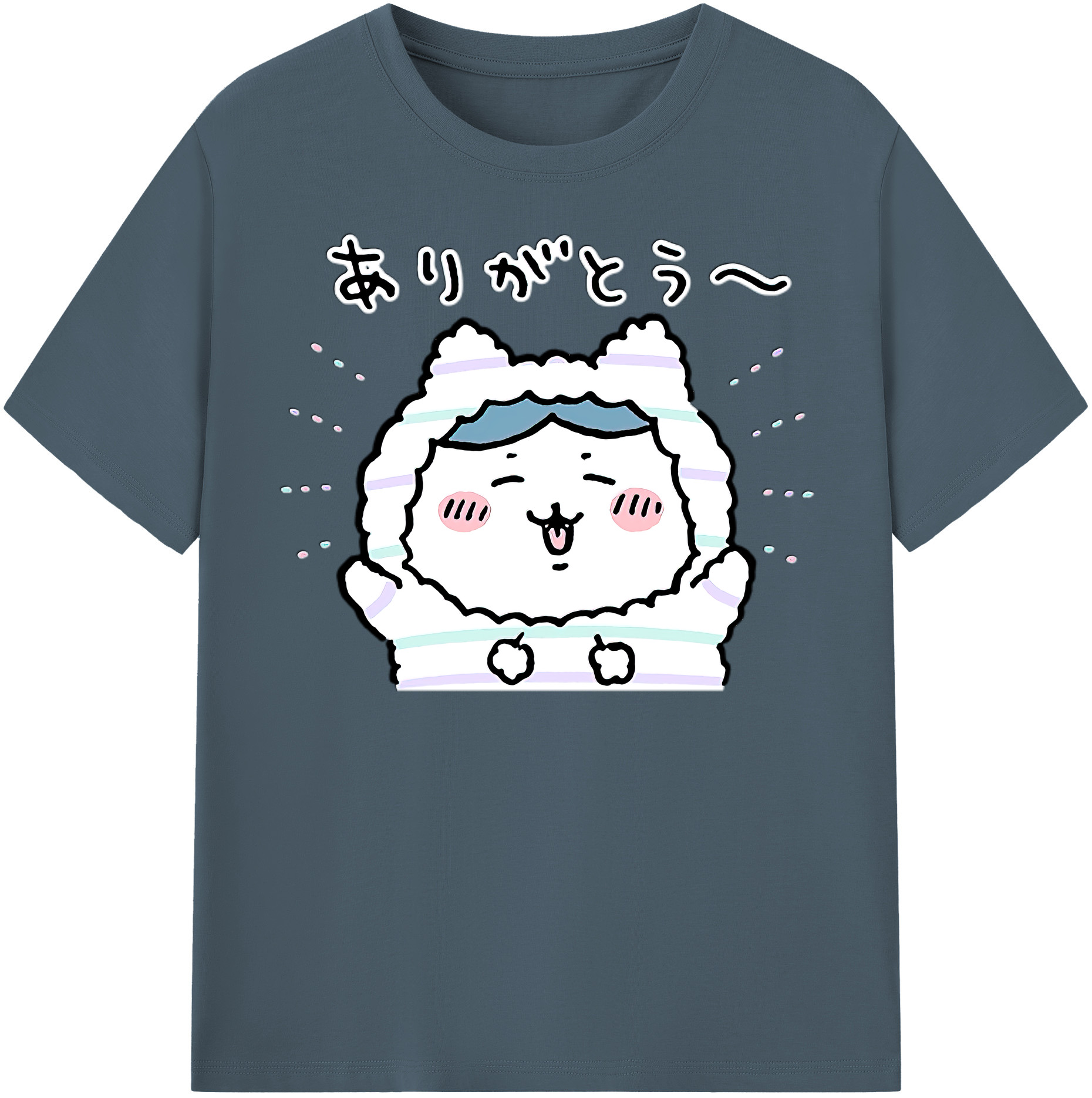 （画像用） ちいかわ ハチワレ Chii-kawa hachiware 綿100％半袖Tシャツ（フロントプリント）